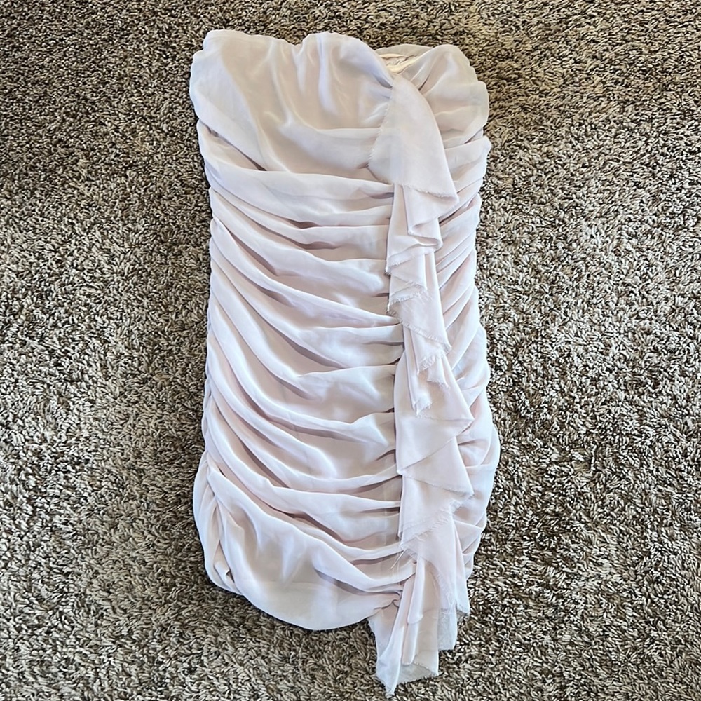 Express Women’s Ruffled/Chiffon Strapless Light Pink Dress, Size 0